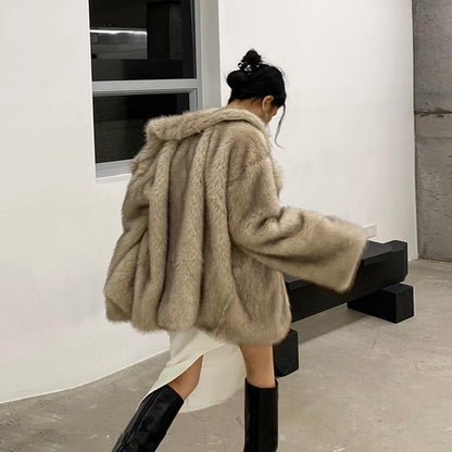Ladies Fashion Oversize Faux Fur Cape Chic and Style
