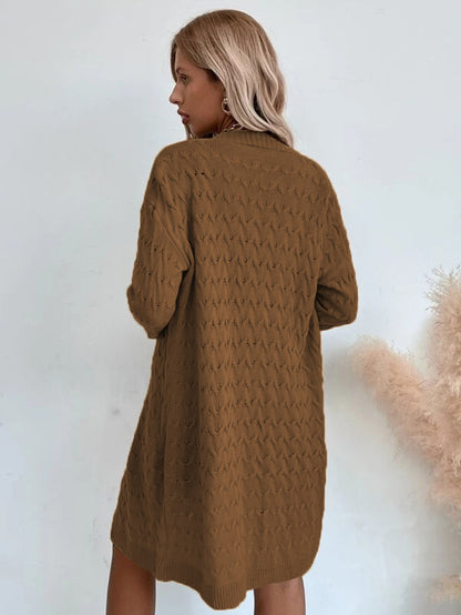 Dames Grand manteau en tricot avec motif texturé et coupe décontractée Chic und Stil