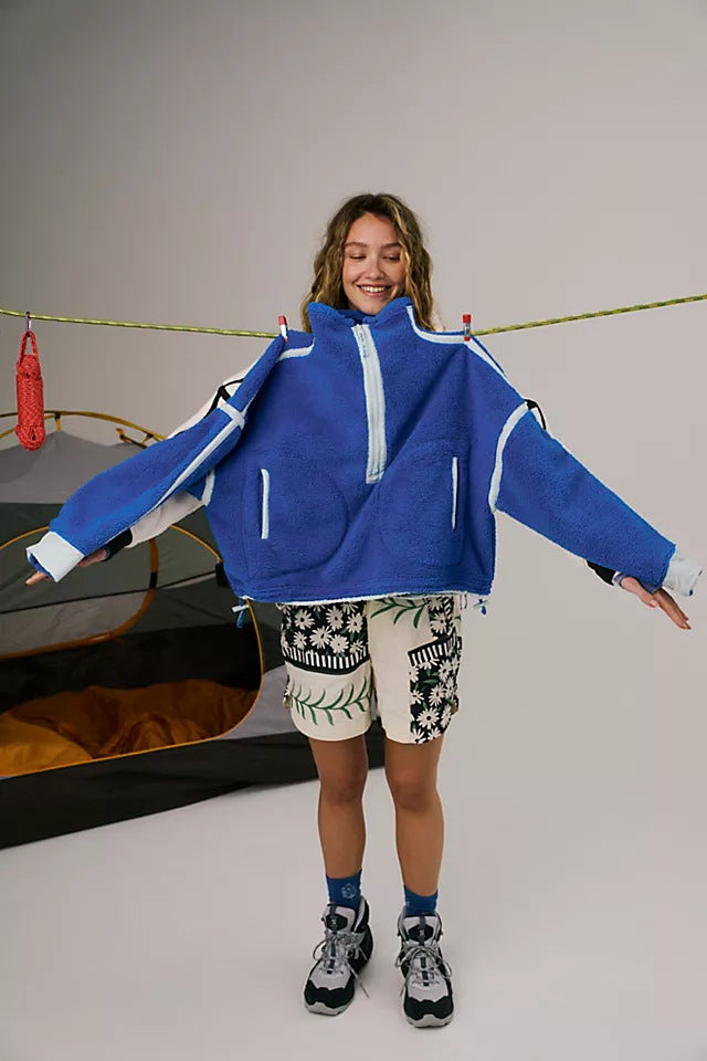 Dames Fleece Sweatshirt avec demi-zip Chic und Stil