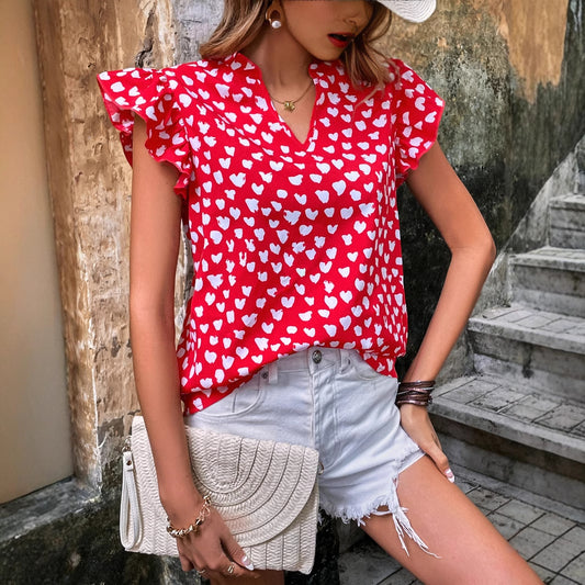 Chemisier pour femme avec des détails en volants et un motif en cœur Chic und Stil