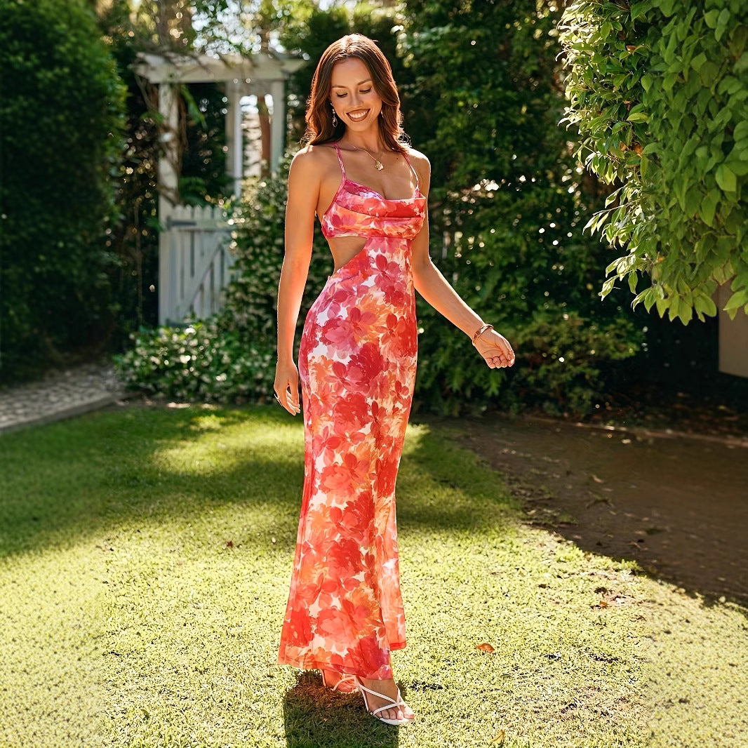 Dames Robe d'été élégante avec des détails découpés et un motif floral Chic und Stil