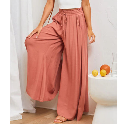 Wide Palazzo pants for women with elastic waist and practical side pockets Chic and Style