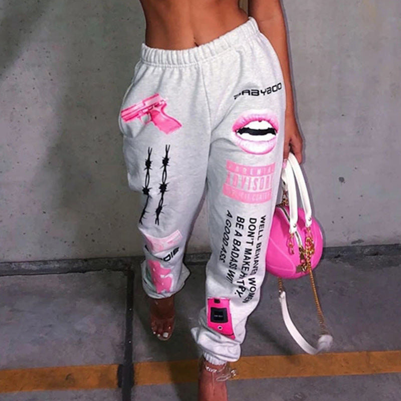 Casual sports pants for women with striking prints and a chic and stylish graphic design