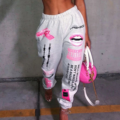 Casual sports pants for women with striking prints and a chic and stylish graphic design