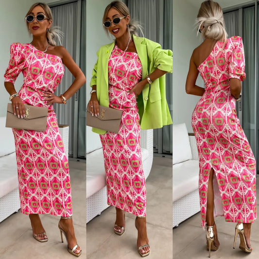 Robe maxi à une épaule pour femme avec détail à volants sur la manche Chic und Stil