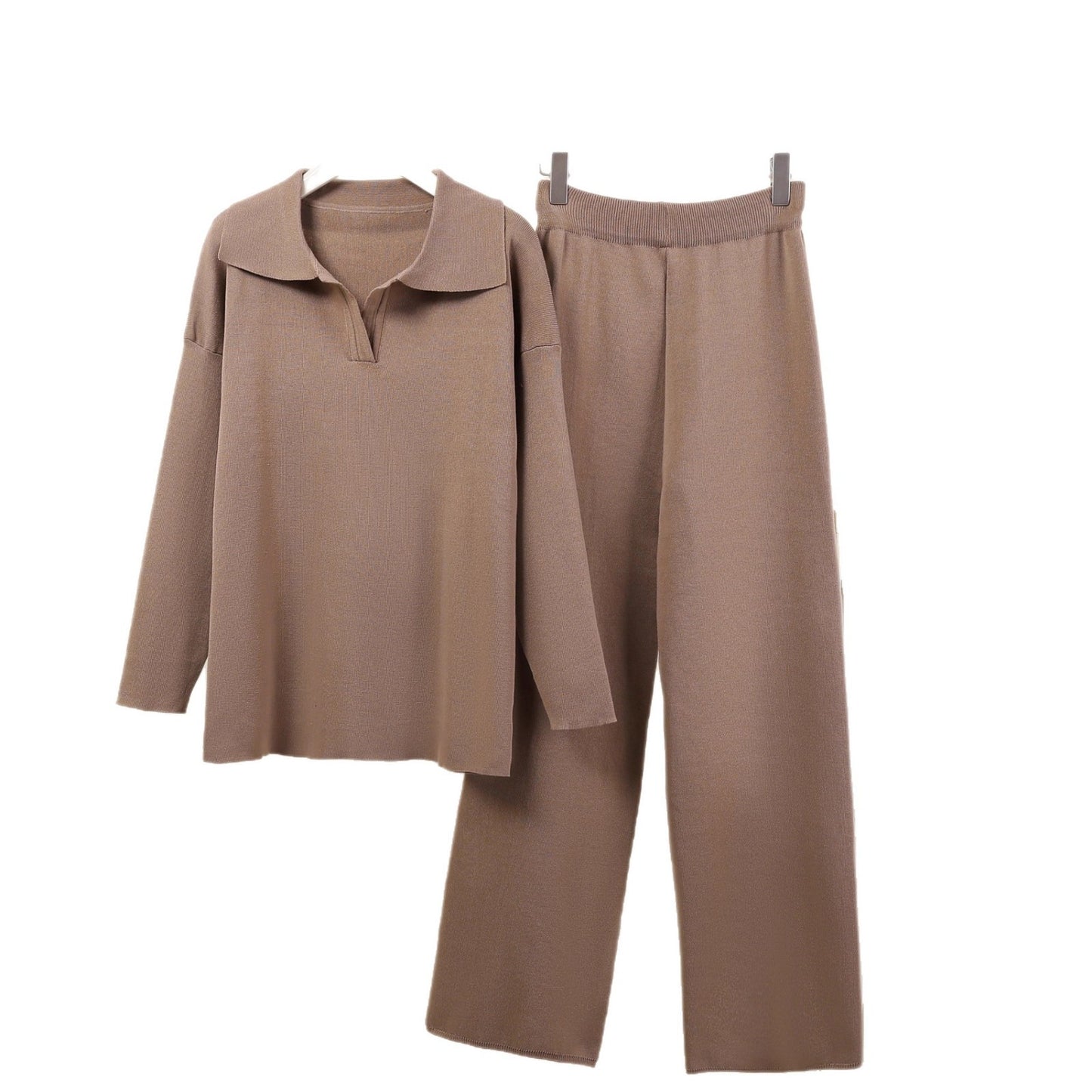 Women Elegant set of casual pants and blouses with collar Chic and Style