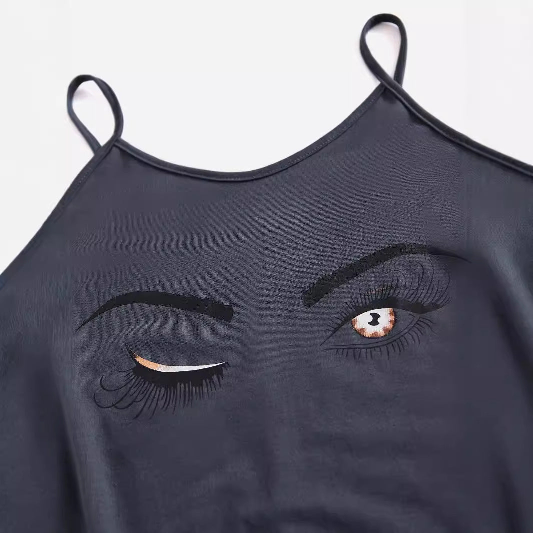 Robe mini pour femmes avec tissu respirant et motif d'yeux créatif Chic und Stil