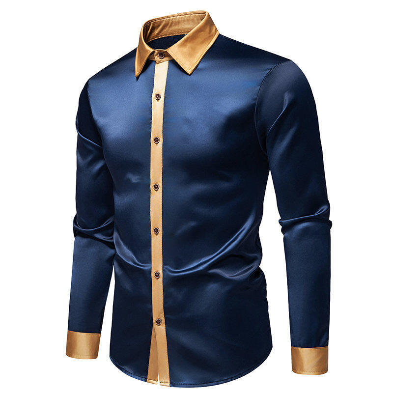 Chemise à manches longues pour hommes avec col satiné et accents modernes Chic und Stil