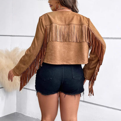 Fringe Jacket for Women in Synthetic Suede Chic und Stil