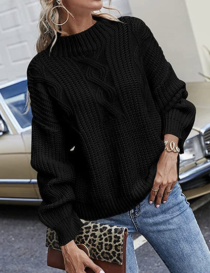 Pull en grosse maille pour femmes avec col haut et motif en relief décoratif Chic und Still