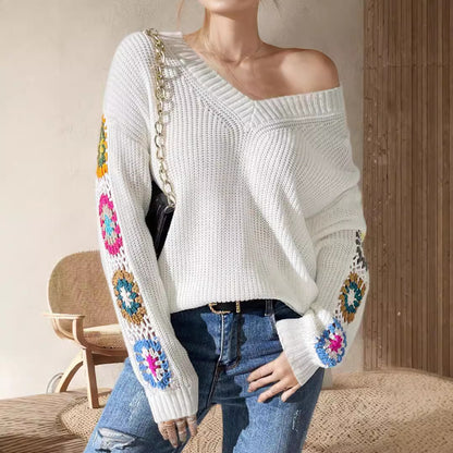 Pull en tricot pour femmes avec des accents de crochet ludiques et une coupe ample Chic und Stil