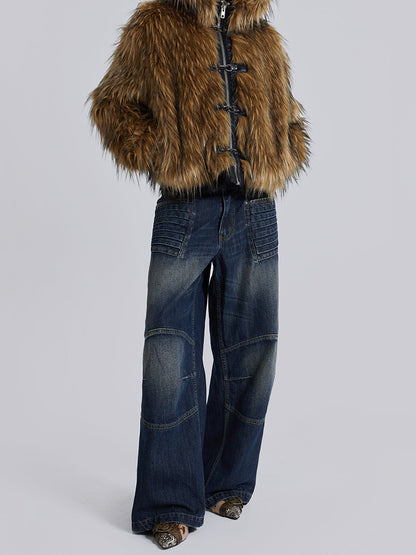 Ladies Clothing in soft printed faux fur with hood Chic and Style