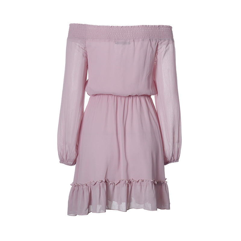 Robe off-shoulder pour femmes avec détails en volants et cordon de taille élastique Chic und Stil
