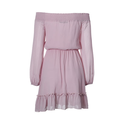 Robe off-shoulder pour femmes avec détails en volants et cordon de taille élastique Chic und Stil