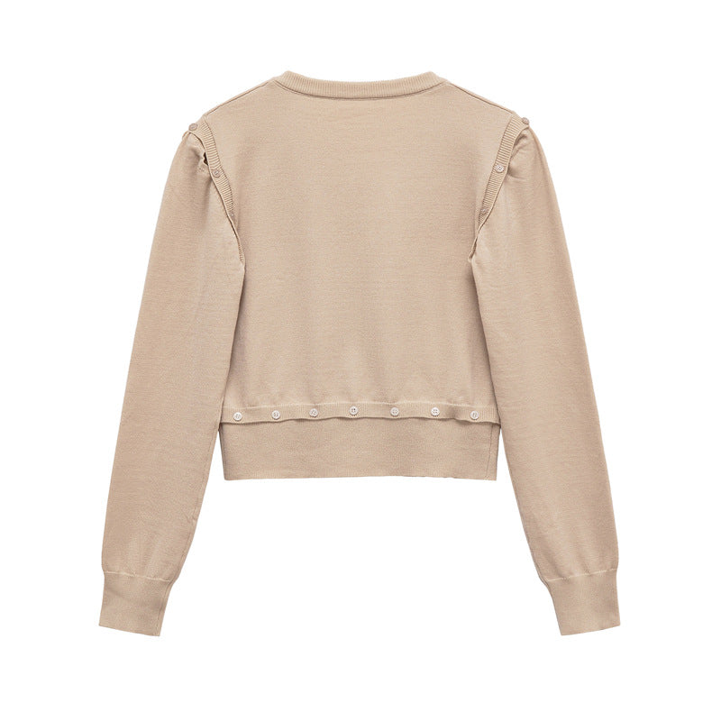 Pull en tricot pour femmes avec décolleté en V et boutons décoratifs Chic und Stil