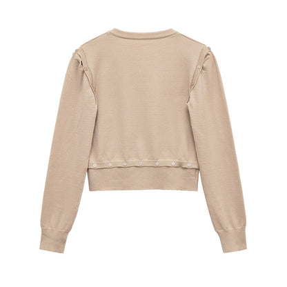 Pull en tricot pour femmes avec décolleté en V et boutons décoratifs Chic und Stil