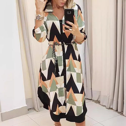 Ladies' Striped Button-Down Shirt Dress with Belt Chic und Stil