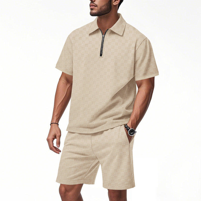 Hommes Ensemble de sport à manches courtes avec design structuré de haute qualité Chic und Stil