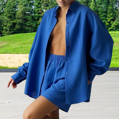 Robe chemise oversize pour femmes avec manches longues et coupe asymétrique Chic und Stil
