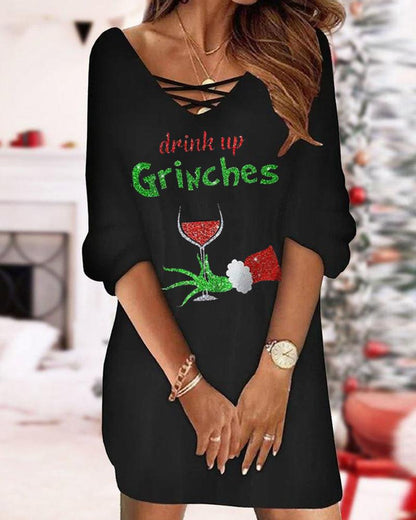 Robe de Noël décontractée pour femmes avec un design d'impression unique et une coupe ample Chic und Stil