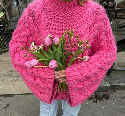 Pull en tricot surdimensionné pour femmes avec motif de torsade Chic und Stil