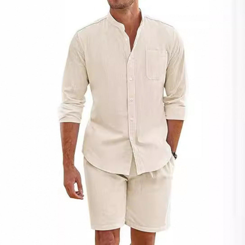Chemise en lin légère pour hommes avec shorts assortis Chic und Stil