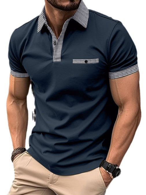 Polo-shirt décontracté pour hommes avec coupe de col à carreaux unique Chic und Stil