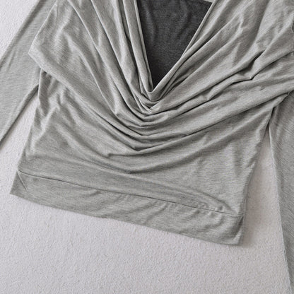 Chemise à manches longues décontractée pour femmes avec un design de drapé raffiné Chic und Stil