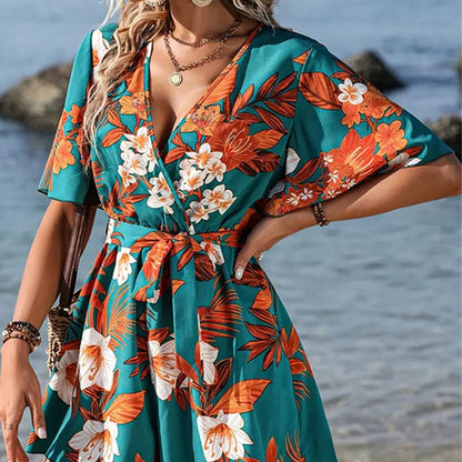 Dames Floral Wrap Jumpsuit Chic und Stil