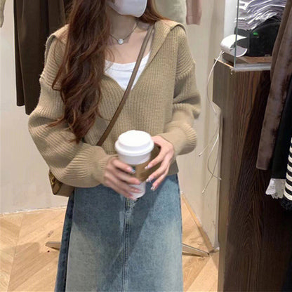 Dames pull-over V douillet avec capuche et coupe oversize Chic und Stil