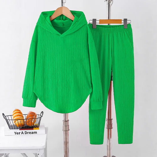 Chic and Style textured design casual sweatshirt and pants set for women