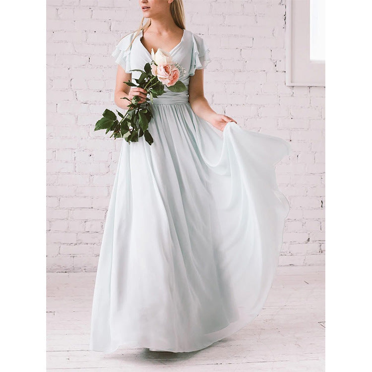Dames Élégante Robe Maxi avec Manches Volantes Chic und Stil