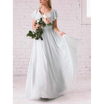 Dames Élégante Robe Maxi avec Manches Volantes Chic und Stil