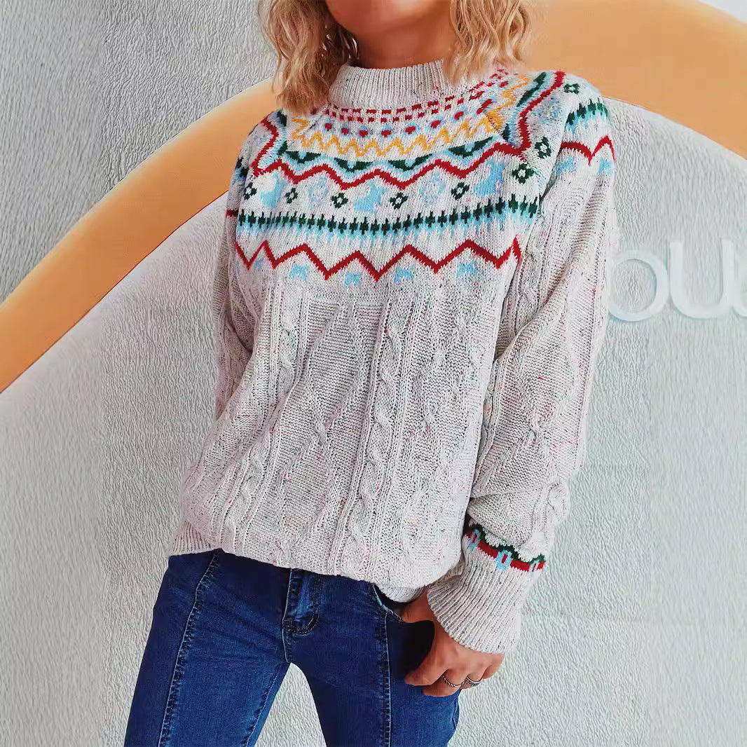 Pull-over en grosse maille pour femmes avec motif festif et dessin de torsades moderne Chic und Stil
