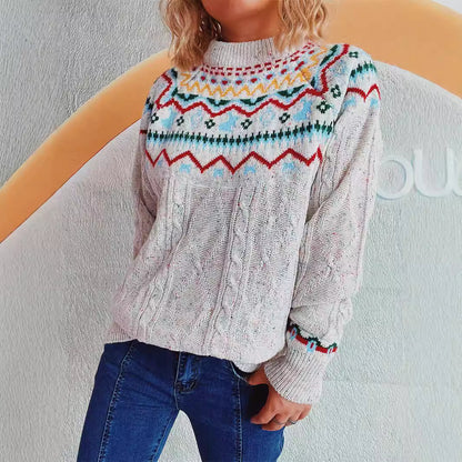 Pull-over en grosse maille pour femmes avec motif festif et dessin de torsades moderne Chic und Stil