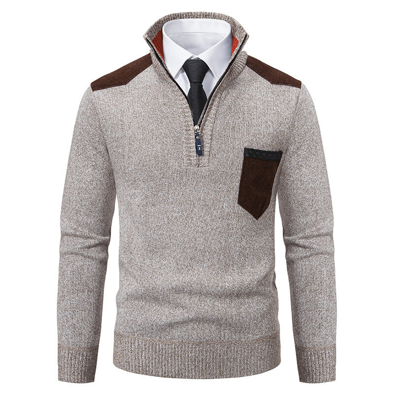 Fashionable men's pullover with short zipper and elegant details Chic and Style