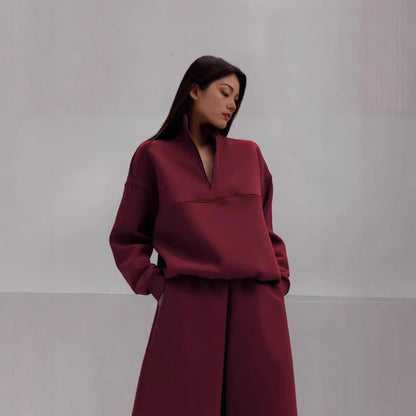 Women's high collar pullover with half zipper Chic und Stil