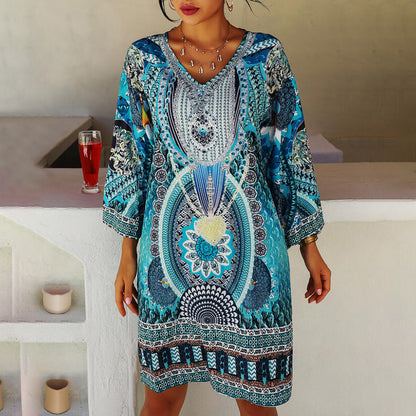 Robe Cover-Up à motifs bohémiens pour femmes Chic und Stil