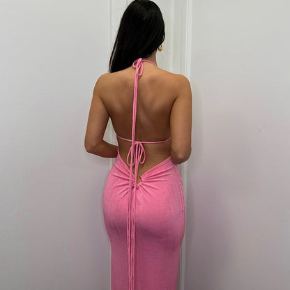 Robe maxi élégante pour femmes avec bretelles spaghetti réglables et cordon raffiné Chic und Stil