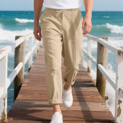 Pantalon d'été décontracté pour hommes avec taille élastique et poches latérales pratiques Chic und Stil