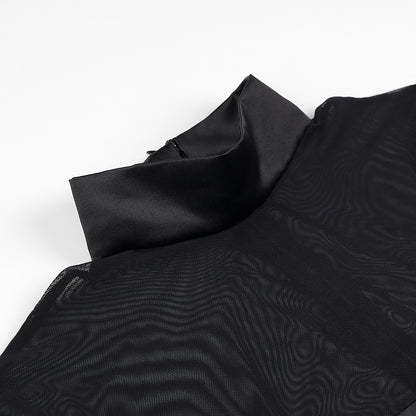 Robe d'inauguration élégante pour femmes avec manches transparentes et col haut Chic und Stil