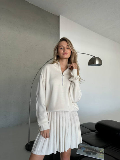 Pull court en maille à fermeture éclair pour femmes Chic und Stil