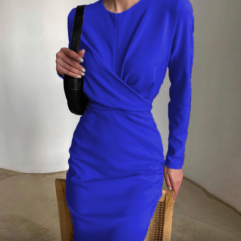 Dames Élégante robe portefeuille à manches longues et coupe fluide Chic und Stil