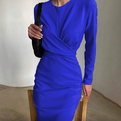 Dames Élégante robe portefeuille à manches longues et coupe fluide Chic und Stil