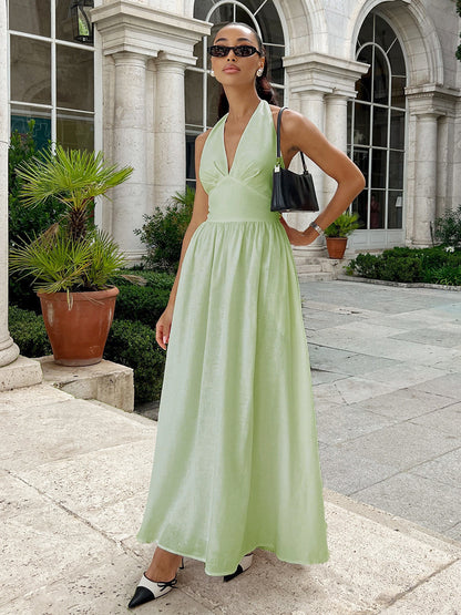 Robe maxi élégante pour femmes avec design à dos nu et jupe fluide Chic und Stil
