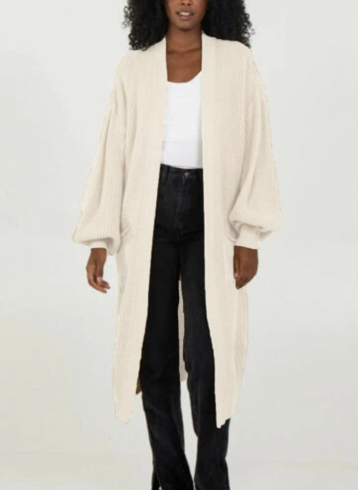 Dames Grand cardigan en tricot avec silhouette aérienne et manches volumineuses Chic und Stil
