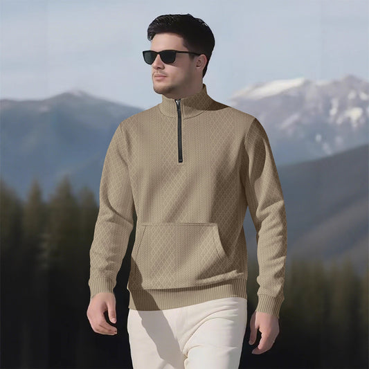 Sporty fleece pullover for men with high collar and zipper Chic und Stil