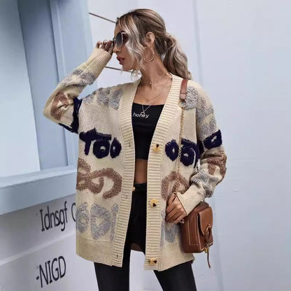 Dames Grobtricot Cardigan avec motif coloré Chic und Stil