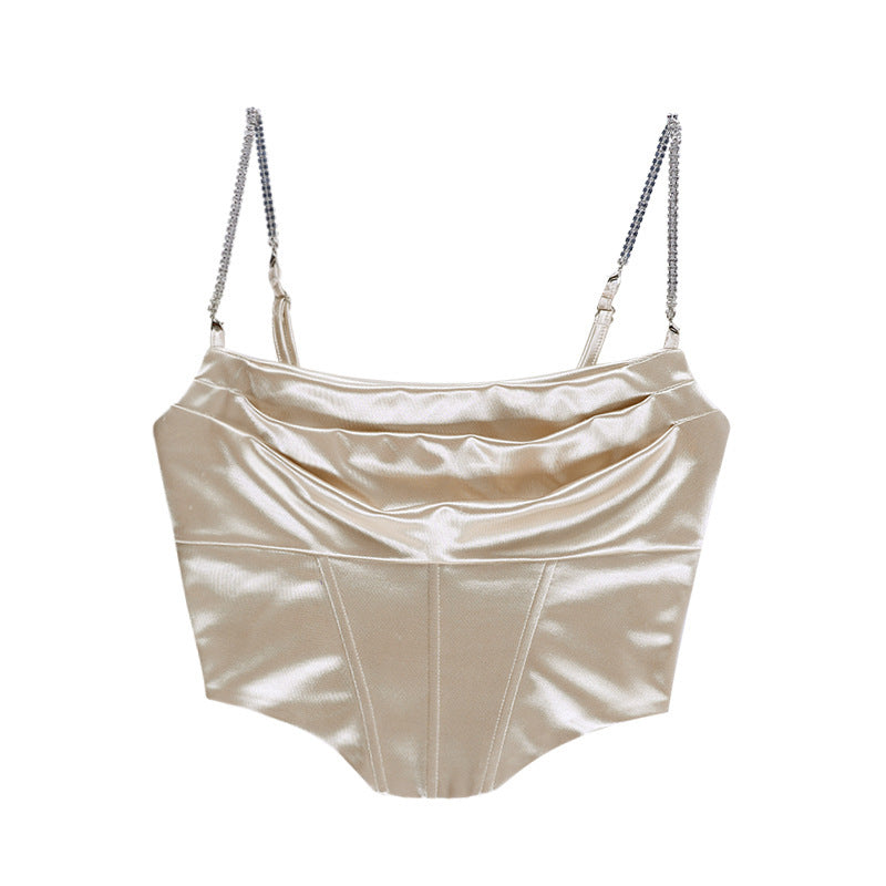 Dames Élégant Satin Corset Haut Chic und Stil