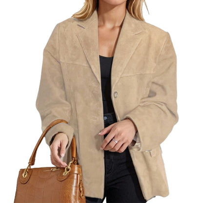 Blazer en daim oversize pour femmes avec des détails élégants Chic und Stil
